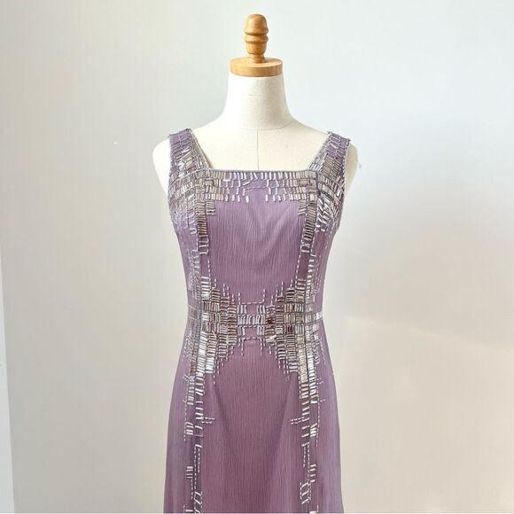 Carolina Herrera Silk Sequins Purple Dress - Picture 1 of 16